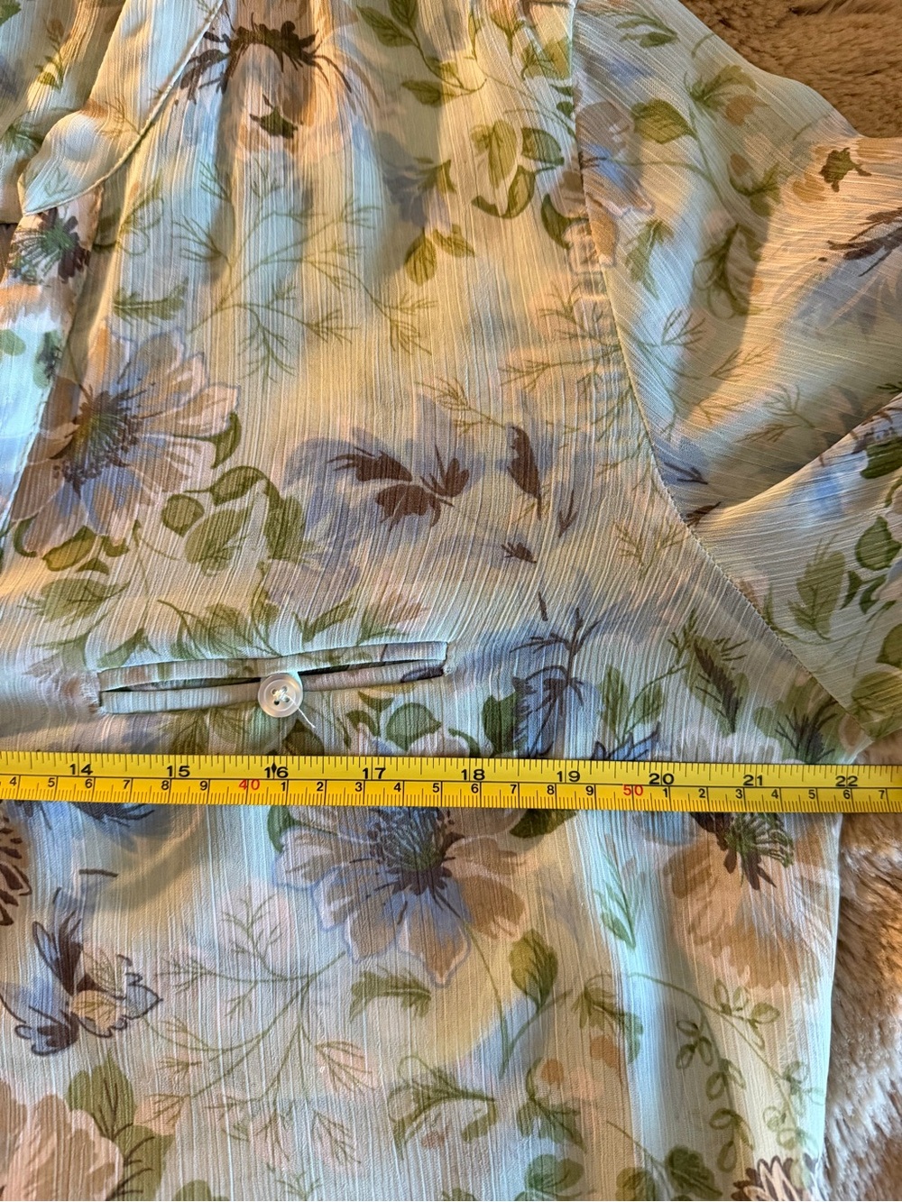 KUT From The Kloth Floral Chiffon Blouse Sheer Mint Blue Size L - Picture 8 of 10